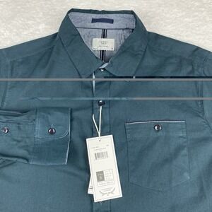 LEVEL TEN Shirt Mens Small Dark Teal Peached Poplin Regular Fit NWT!